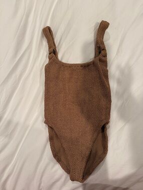 Hunza G Brown Terry One-Piece Swimsuit